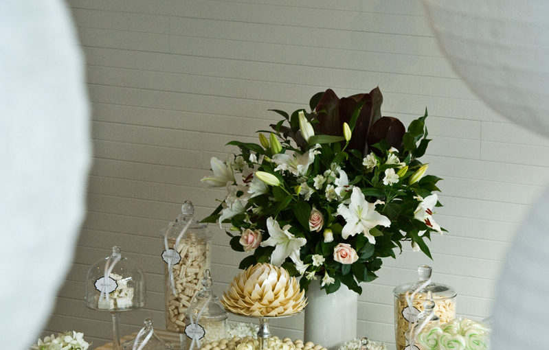 White and Cream Wedding Lolly Buffet - Candy Buffet Canberra
