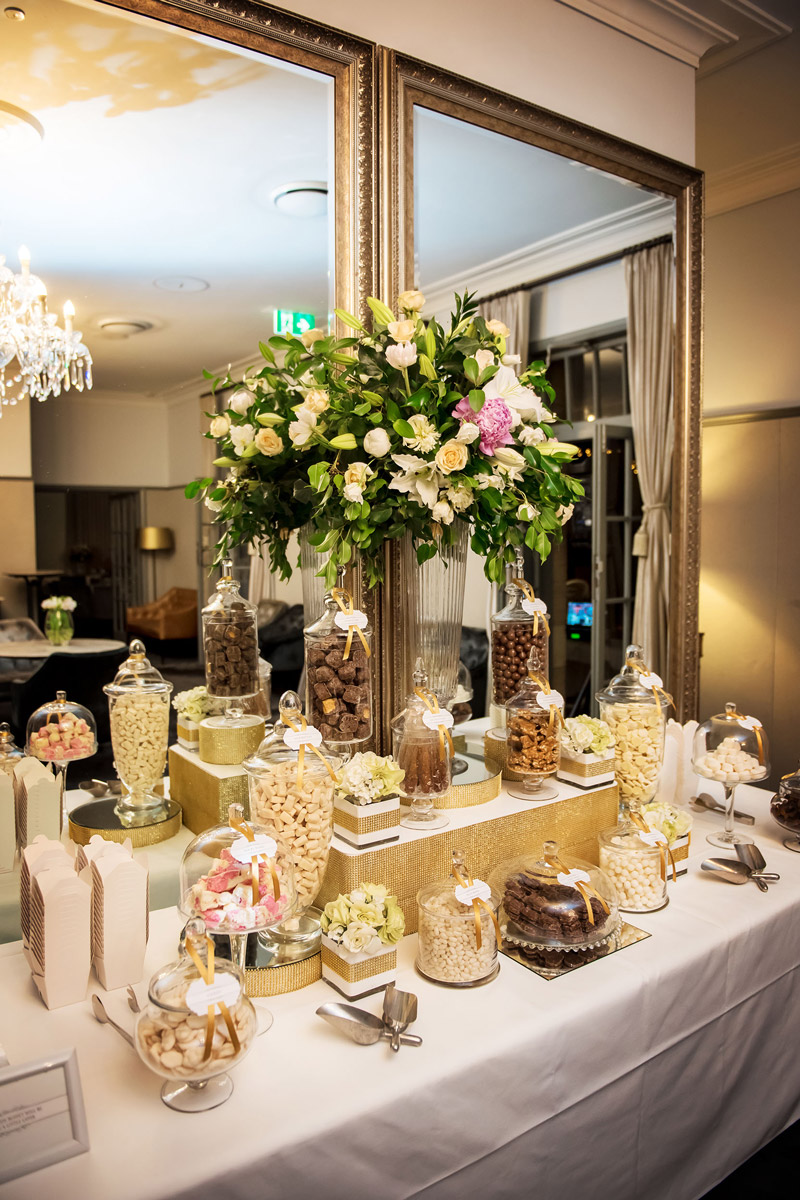 A special wedding lolly buffet created for Gunners Barracks in Sydney NSW