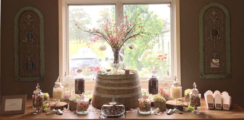 Petite vintage winery wedding lolly bar in Victoria - The Candy Buffet Company