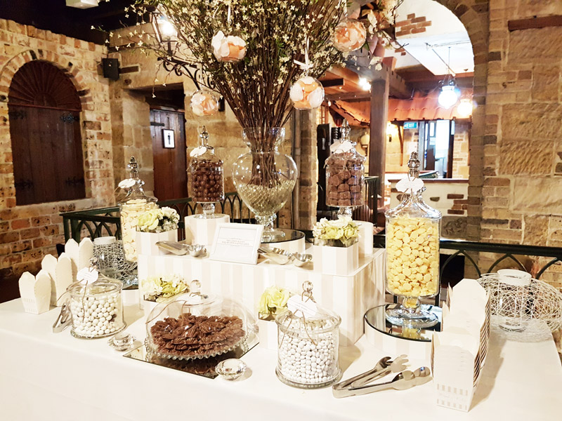 Intimate lolly bar at Italian Village Sydney NSW Wedding Candy Buffet